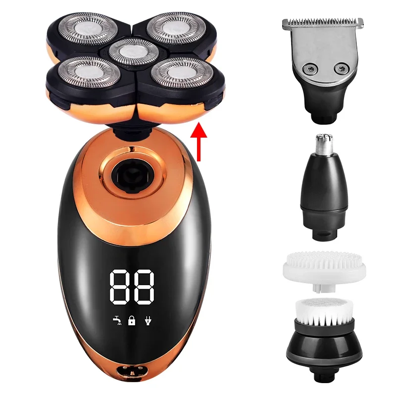 Electric Shaver For Men Beard Hair Trimmer Electric Razor 5D Floating Five Blade Heads Electric Nose Hair Trimmer LCD Display