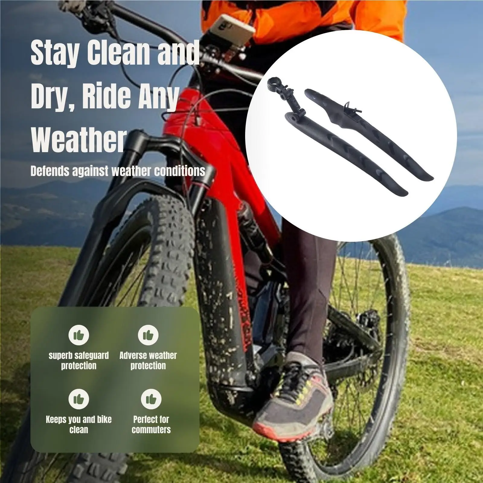 Bike Mudguard Bicycle Fender 700cc Portable Against Splashing Water Dirt Mud Guard Front Rear Set for Folding Bike MTB Fittings