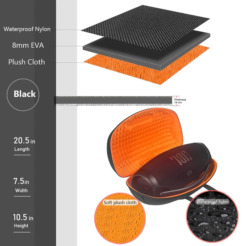 ZOPRORE Hard EVA Travel กระเป๋าหิ้วพร้อม Tali Bahu สำหรับ JBL Boombox 3ลำโพงไร้สาย Bluetooth และ Charger