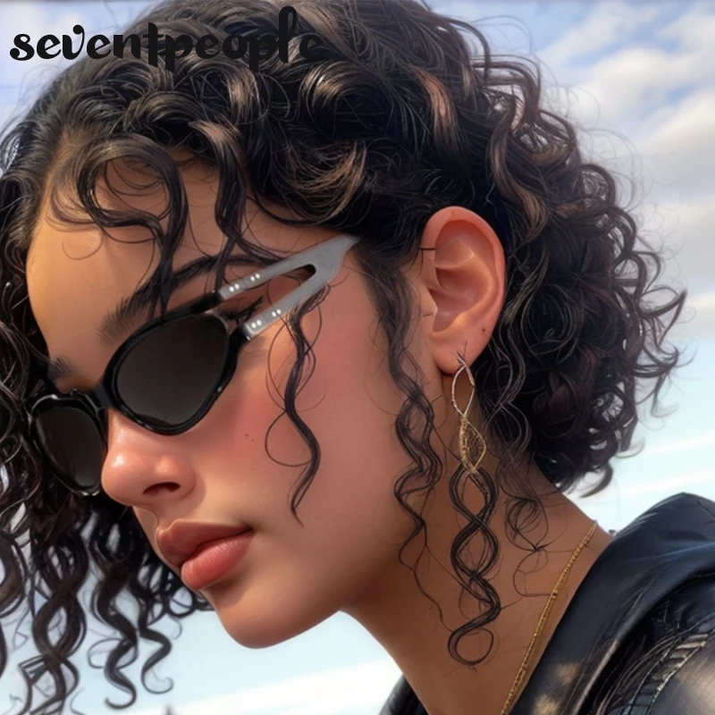 

Cat Eye Oval Y2K Punk Sunglasses Women Men 2025 Luxury Brand Designer Vintage Hollow Frame Sun Glasses For Ladies Trendy Eyewear