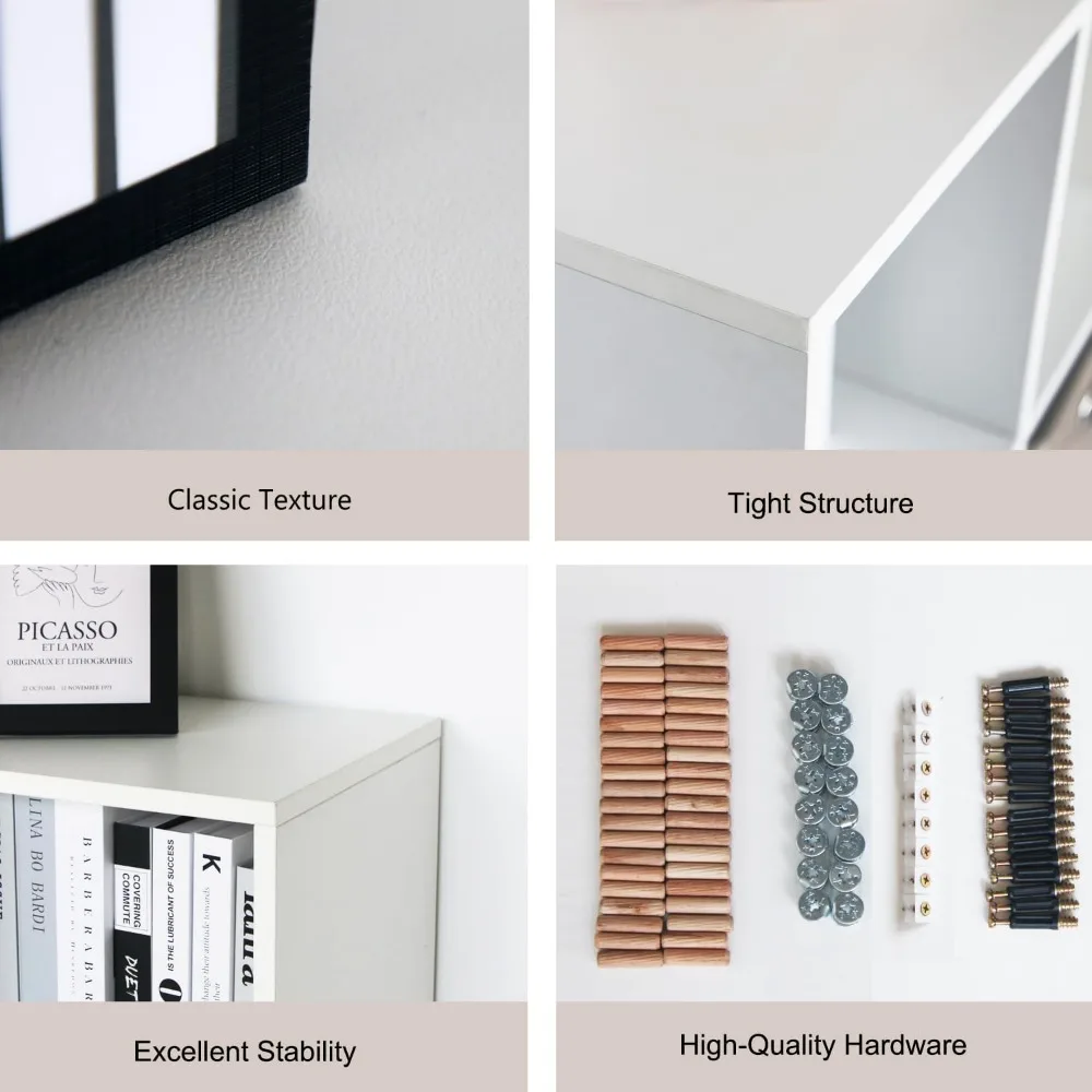 Drewniany organizer z 6 kostkami zamykanymi na tył, biała półka kostkowa, wytrzymały organizer z przegródkami do przechowywania.