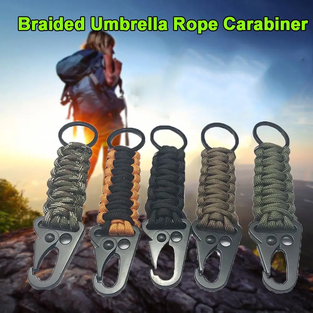 Outdoor Survival Braided Paracord Umbrella rope Buckle Keychain Carabiner Hook