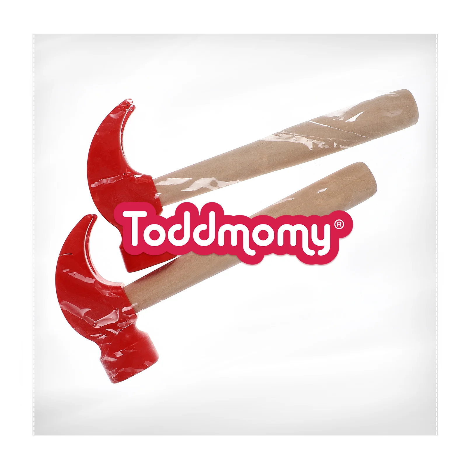 3pcs Red Wooden Hammer Toys Hammers Kids Skills Hand Eye Coordination Pretend Maintenance Tools Round Smooth