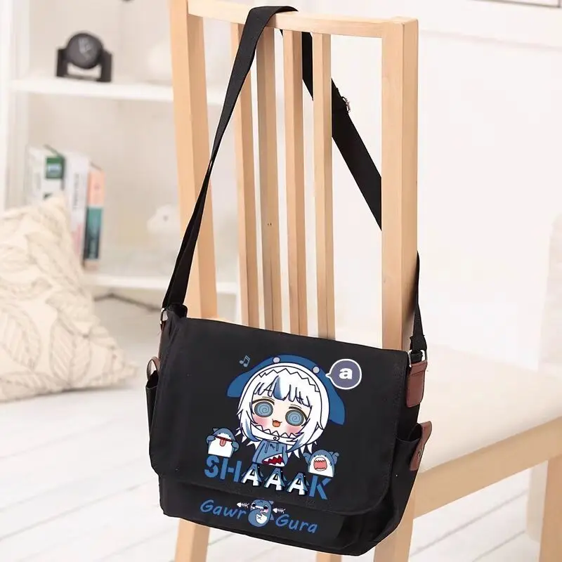 Gawr Gura Vtuber Anime hololive Canvas bag Cosplay Student Travel Shoulder Bag Casual Bag Xmas Gifts Boys Girls Birthday Present