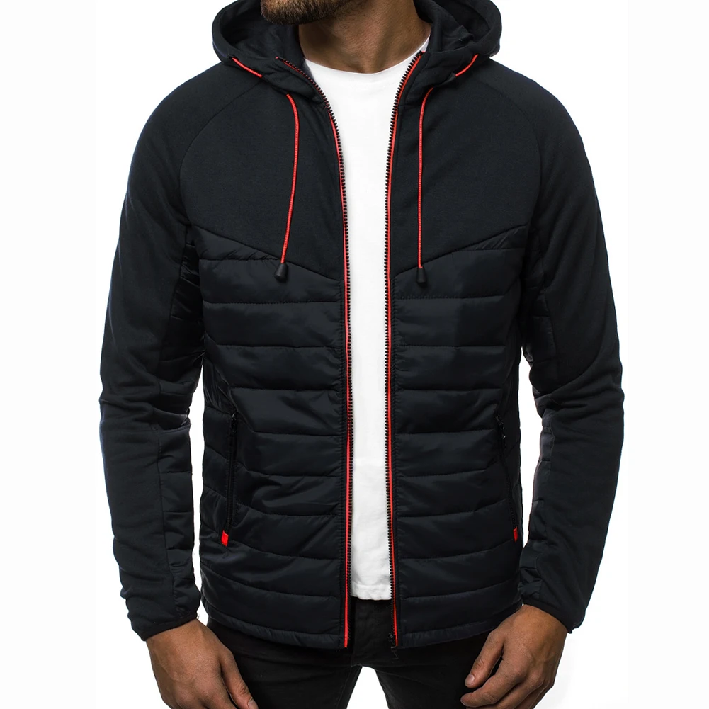 

Men's New Autumn Ackets Warm Printing Sports Comfortable Casual Long Sleeve Patchwork Hoodies Jacket Splicing Zipper Cardigan