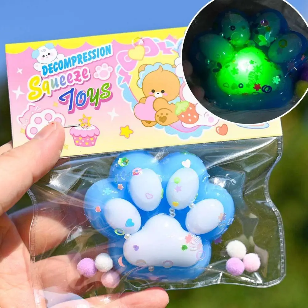 Juguetes para apretar con forma de Pata de Gato brillante Kawaii, juguete de descompresión de pellizco de rebote lento TPR suave y bonito para niños, regalo de Año Nuevo