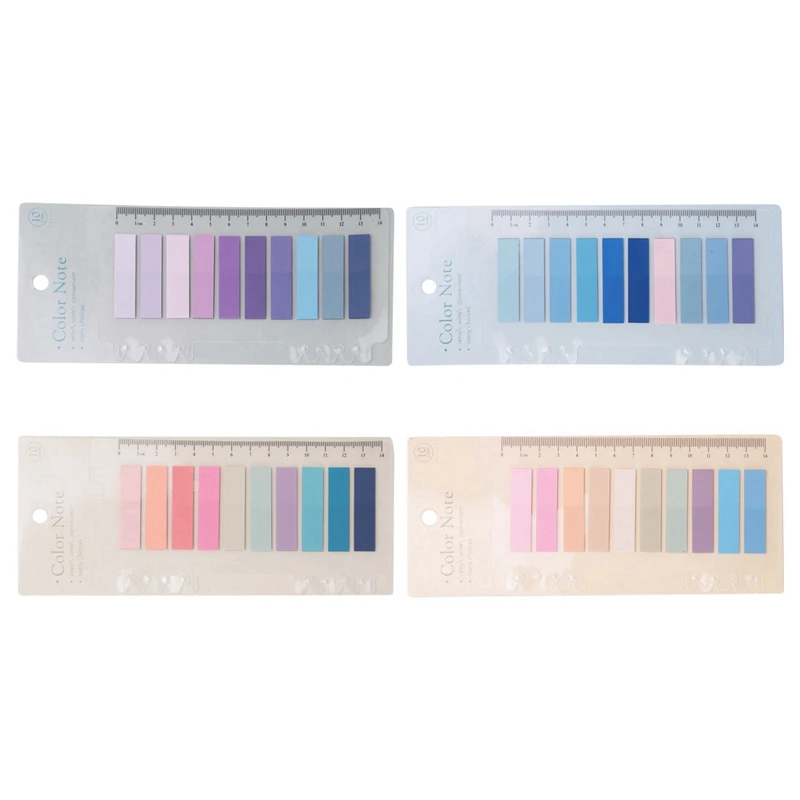 3200 Pcs Sticky Index Tabs, 4 Sheets Morandi Strip Index Tabs, Writable Page Sticky Notes With Ruler For Page Marking