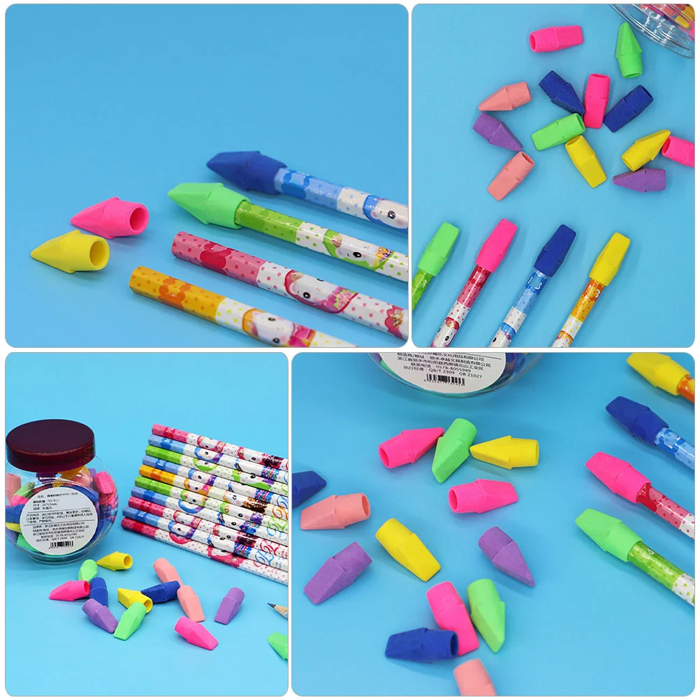 50 Pcs Eraser Caps Pencil Pencils Bulk Protective Covers Erasers for Decorative Student