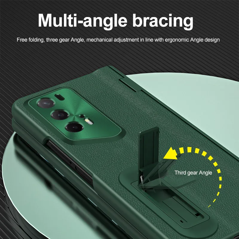 Leather Fold Case for Honor Magic V2 RSR Porsche Design Magnetic Hinge Case Stand Hard PC Shockproof Armor Protective Cover