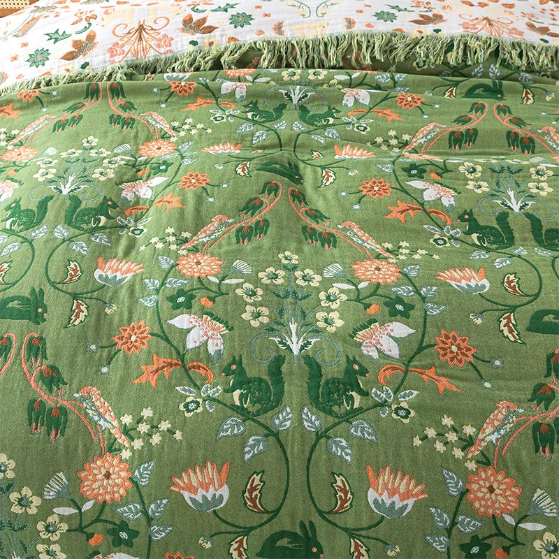 Pure Cotton Blanket Muslin Woven Tassel Throw Double Couple Bed Coverlet Quilts AB Side Bedspread On The Bed Summer Nap Blanket