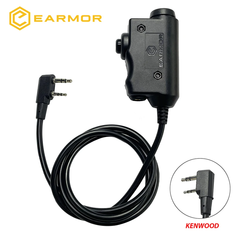 Adaptador PTT EARMOR M51 para Auriculares Tácticos Airsoft Kenwood (para Baofeng), Conector de Teléfono de 3.5MM AUX, Accesorio para Auriculares Tácticos