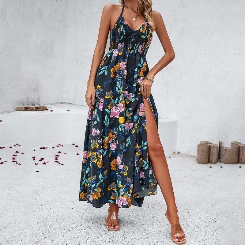 

Women Vacation Casual Halter Sling Dresses Temperament Commuting 2024 Summer New Fashion Youthful Women's Clothes Elegant Dress