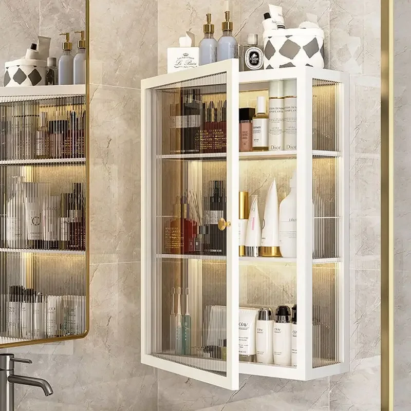 Perforation-free bathroom storage cabinet bathroom rack wall-mounted toilet cabinet