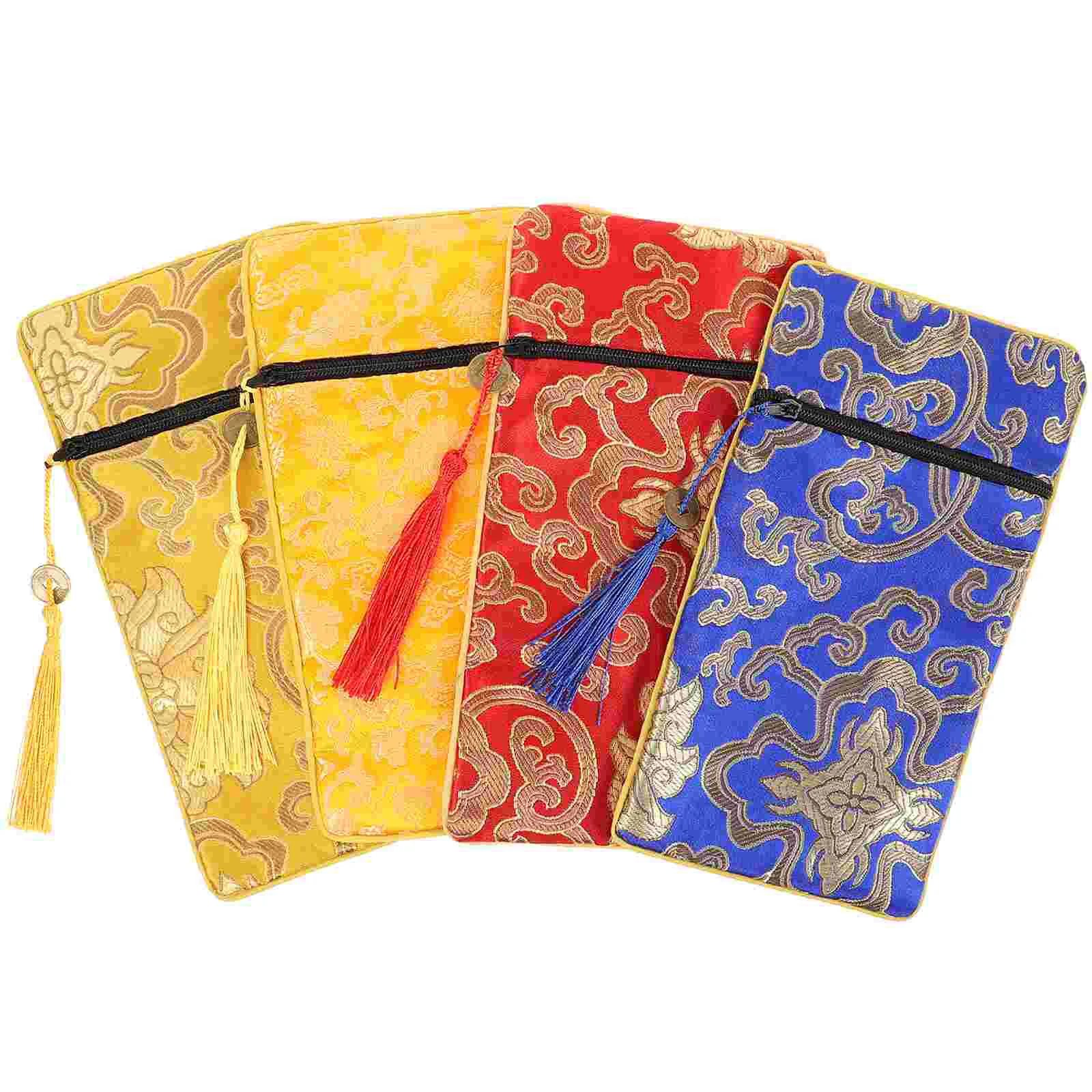 4 Pcs Scriptures Bags Sutra Book Gift Container Folk-custom Pouch Travel