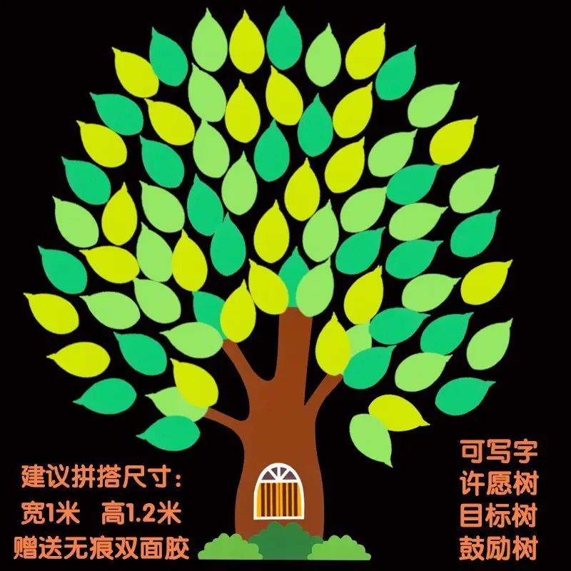 【Wish Tree Wall Sticker】Encourage Wisdom Wish Tree Wishing Tree Blackboard Newspaper Decorative Wall Stickers Creative Class Cul