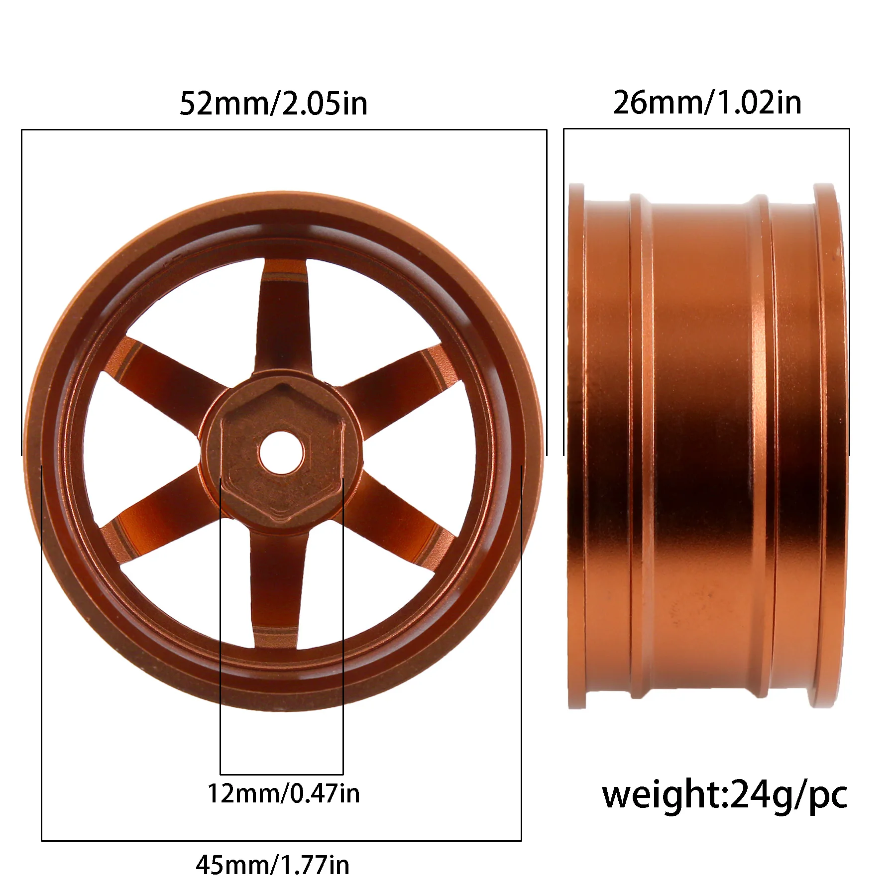 ยางโลหะล้อ 12mm Hex ใช้งานร่วมกับ HSP Tamiya Kyosho Traxxas Sakura WLtoys 1/10 RC On Road Racing Touring