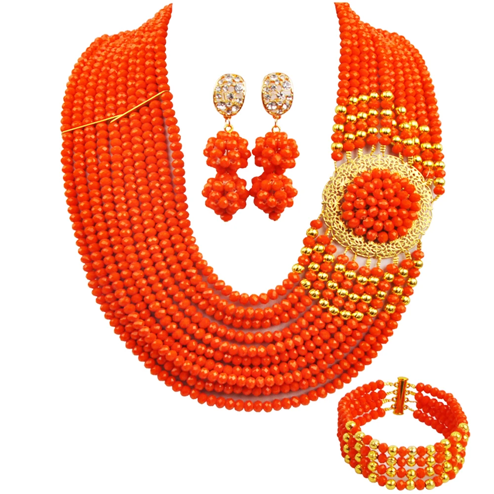 Nigerian Wedding jewelry collection Crystal bead necklace Fashion Africa