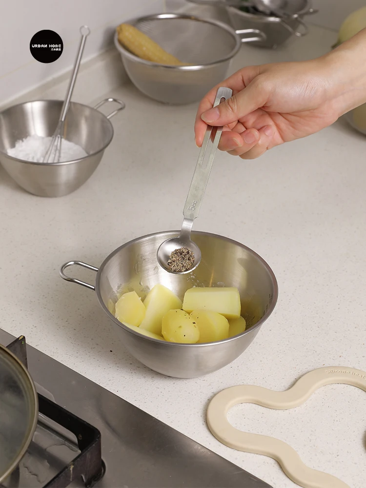 

Food ade 304 Stainl Steel Salad Bowl with Handle for Snas And Derts round ape Kitchen Dining Utensils Bowl