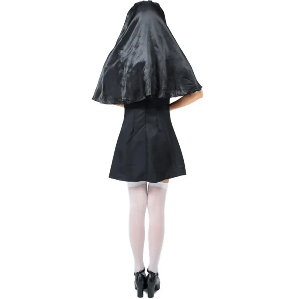 Costumi di Halloween per le donne Costume da monaca Fantasia Adulto sorella religiosa abbigliamento Cosplay vestito foulard croce