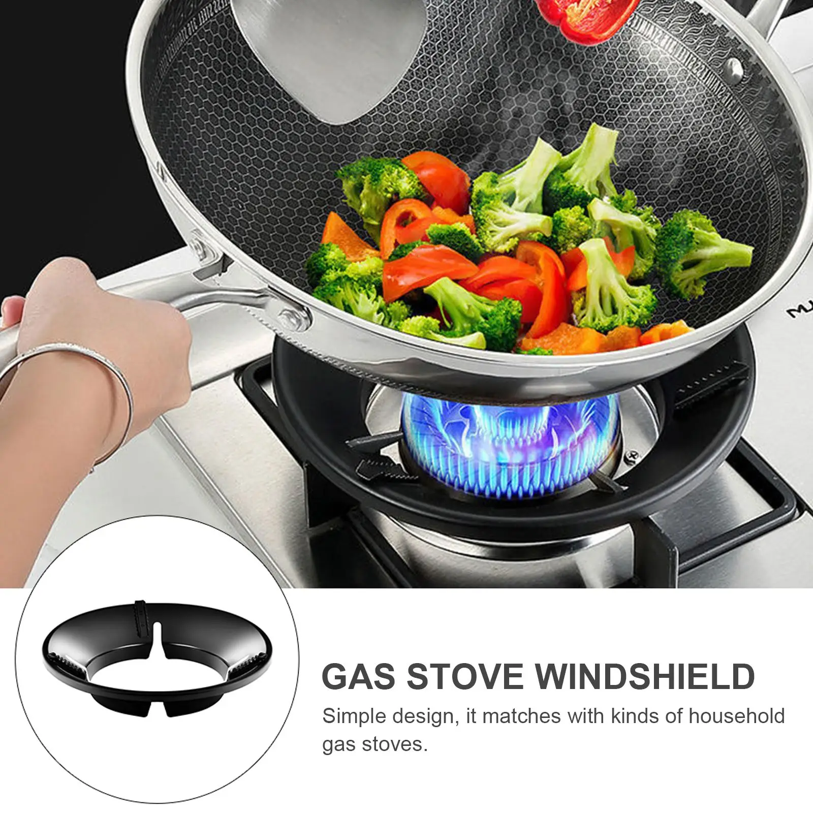 Wok Ring Gas Range Rack Stove Wok Enamel Cover Windshield Gather Energy Saving Hood Gas Stove Induction Burner