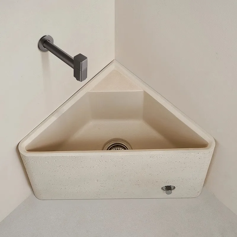 Mop Pool Balcony Outdoor Travertine Mopping Basin Bathroom Triangle Wall Corner Mop Pool
