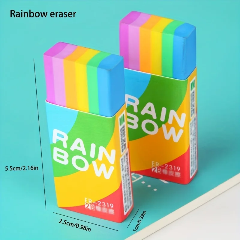 1 Pcs Rainbow Eraser Pencil Eraser Stationery Soft 2B Eraser Suitable for Office and School