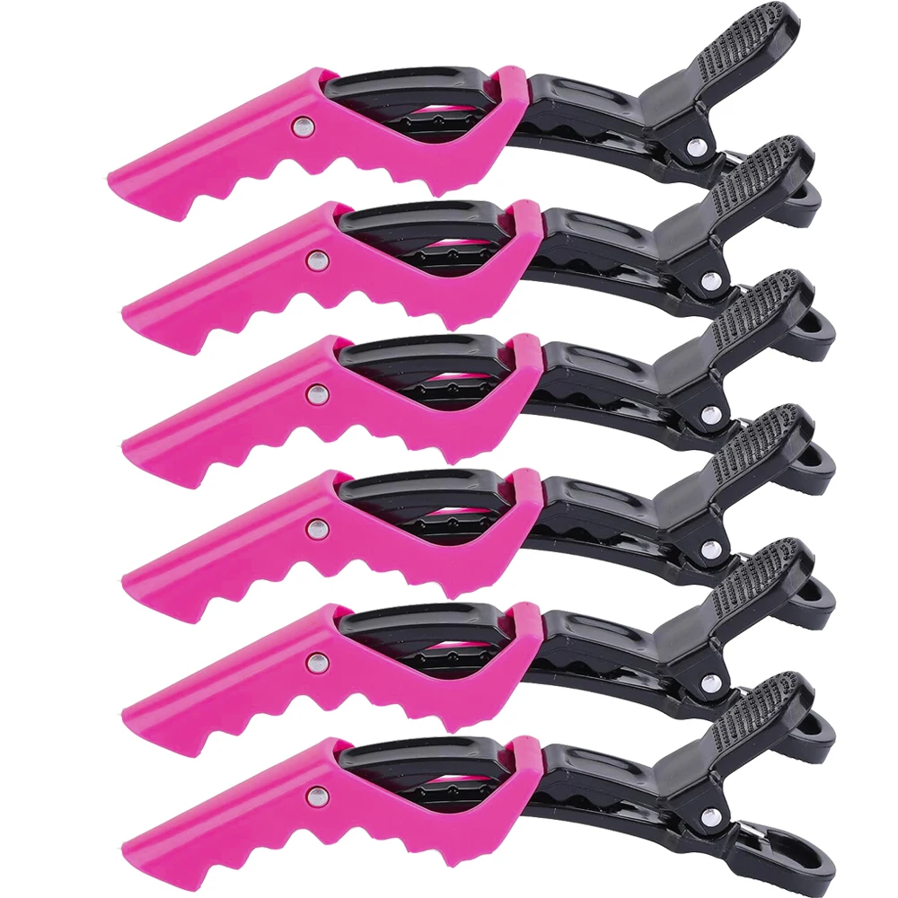 6pcs Alligator Hair Clip Plastic Nonslip Hairpin Black Pink Durable Hair Clamp Hairdressing Styling Accessories for Woman Man