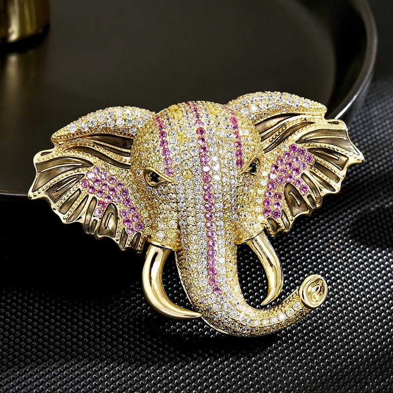 

New Design Elegant Micro-inlaid Zircon Vintage Animal Elephant Classic Brooches for Men Luxury Accessories Pins 2024 Jewelry