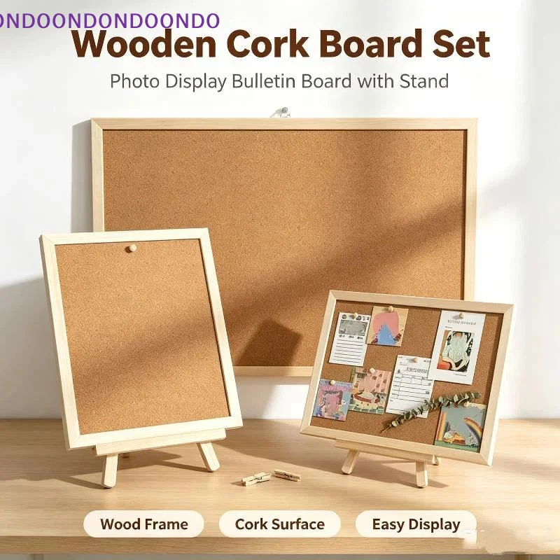 Pine Frame Bulletin Board No Drill Wall Mounted Notice Panel Durable for Home Office School Photo Message Display