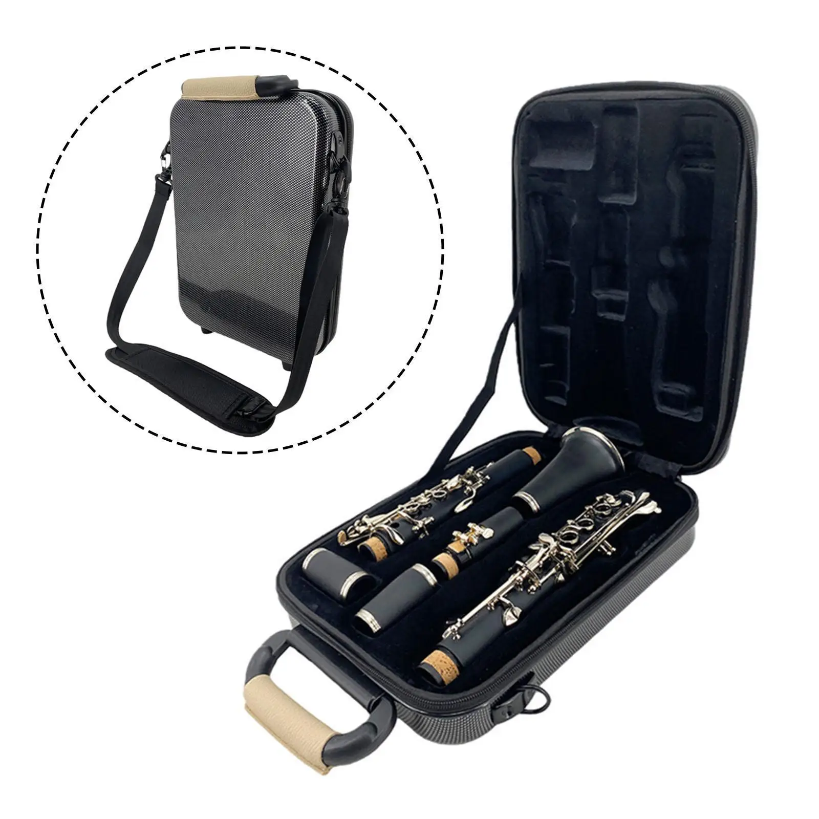 Convenient Clarinet Gig Bag Foam Padded Carbon Fiber Case for Musical Instruments Organization and Safe Transport