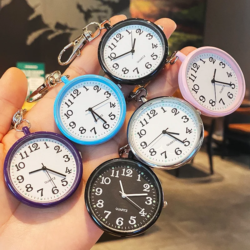 New Tiny Cute Quartz Pocket Watch with Keyring Men Women Quartz Watch for Nurses Doctors Students Minimalist Watches Child Gift