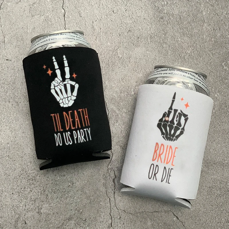 Bride or Die & Til Death Do Us Party Sash Can Cooler Wedding Bride to be bach Bachelorette bridal shower Bridesmaid gift favor