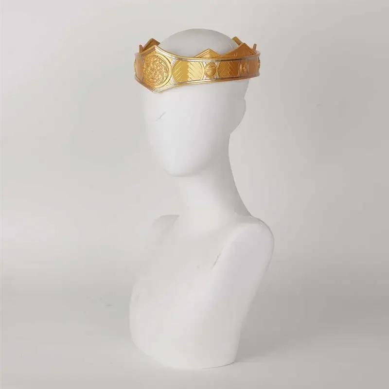 Hiasan Kepala Cosplay Film Keluarga Naga Rhaenyra Targaryen Ikat Kepala Mahkota Uniseks Mahkota Emas Properti Aksesori Rambut Halloween