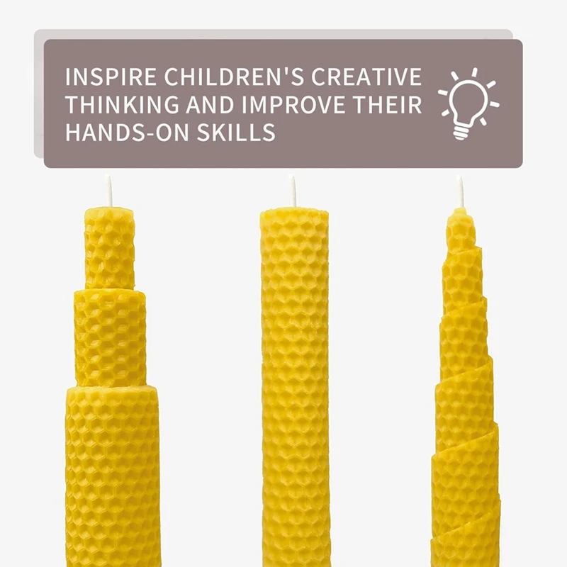 

A04R 10 Pieces 100% Natural Beeswax Candle Making Kit, Honeycomb Texture DIY Beeswax Candle Craft Set