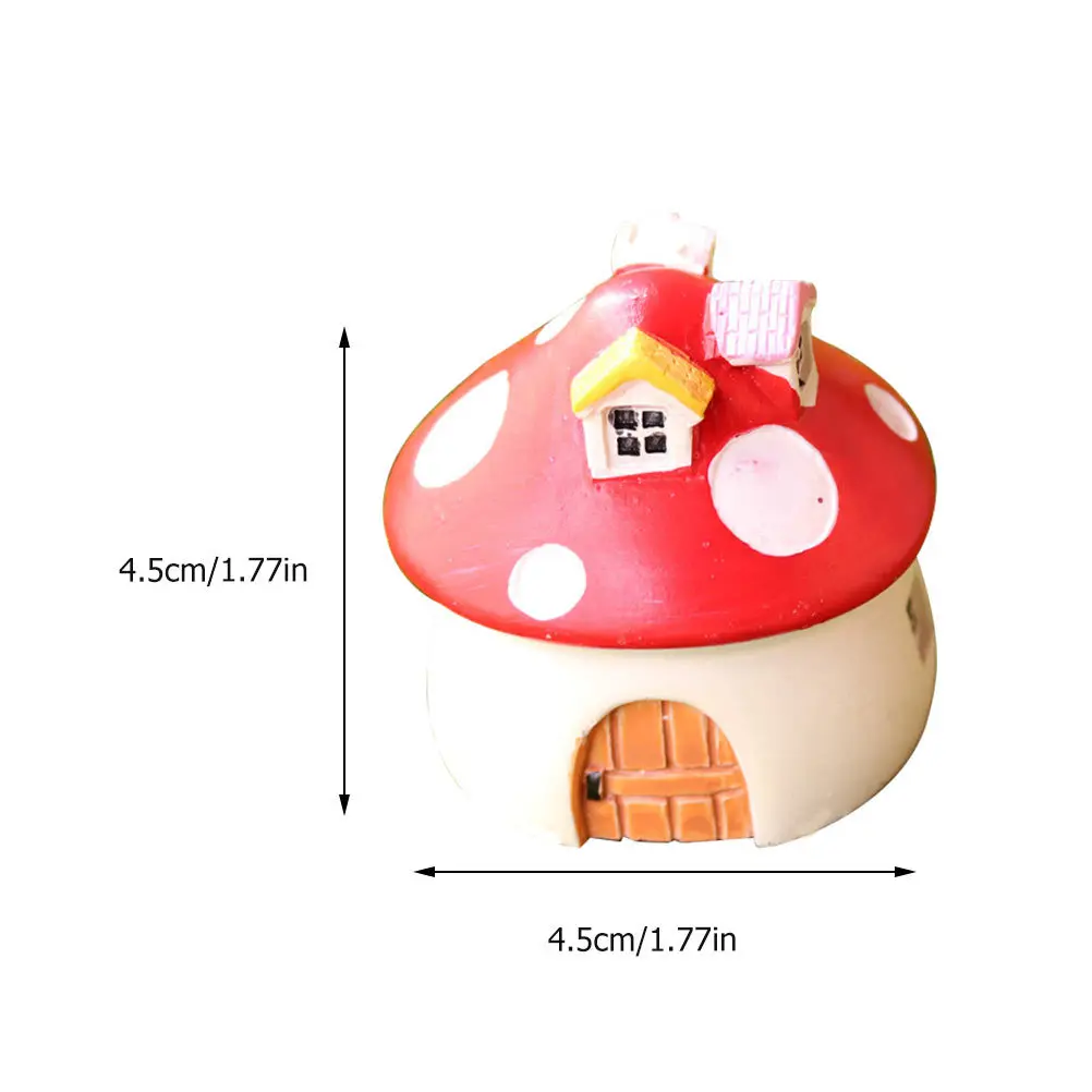 4Pcs Moss Micro Landscape Bonsai Resin Ornaments Mushroom House Design Garden Lawn Home Yard Decorative Miniature Craft