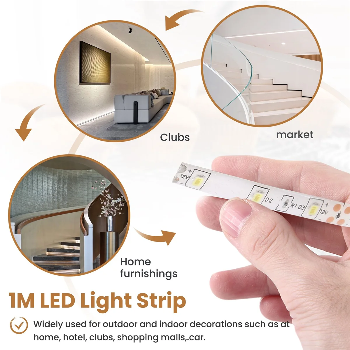 Setrip lampu LED antiair SMD 1M 60-3528 DC 12V (putih)