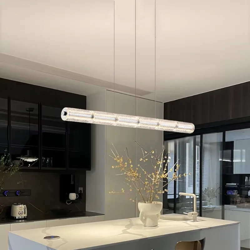 

Designer Glass Tube Pendant Lamp Modern LED Long Hanging Light For Living Room Bedroom Office Simple Dining Table Hanging Lamp