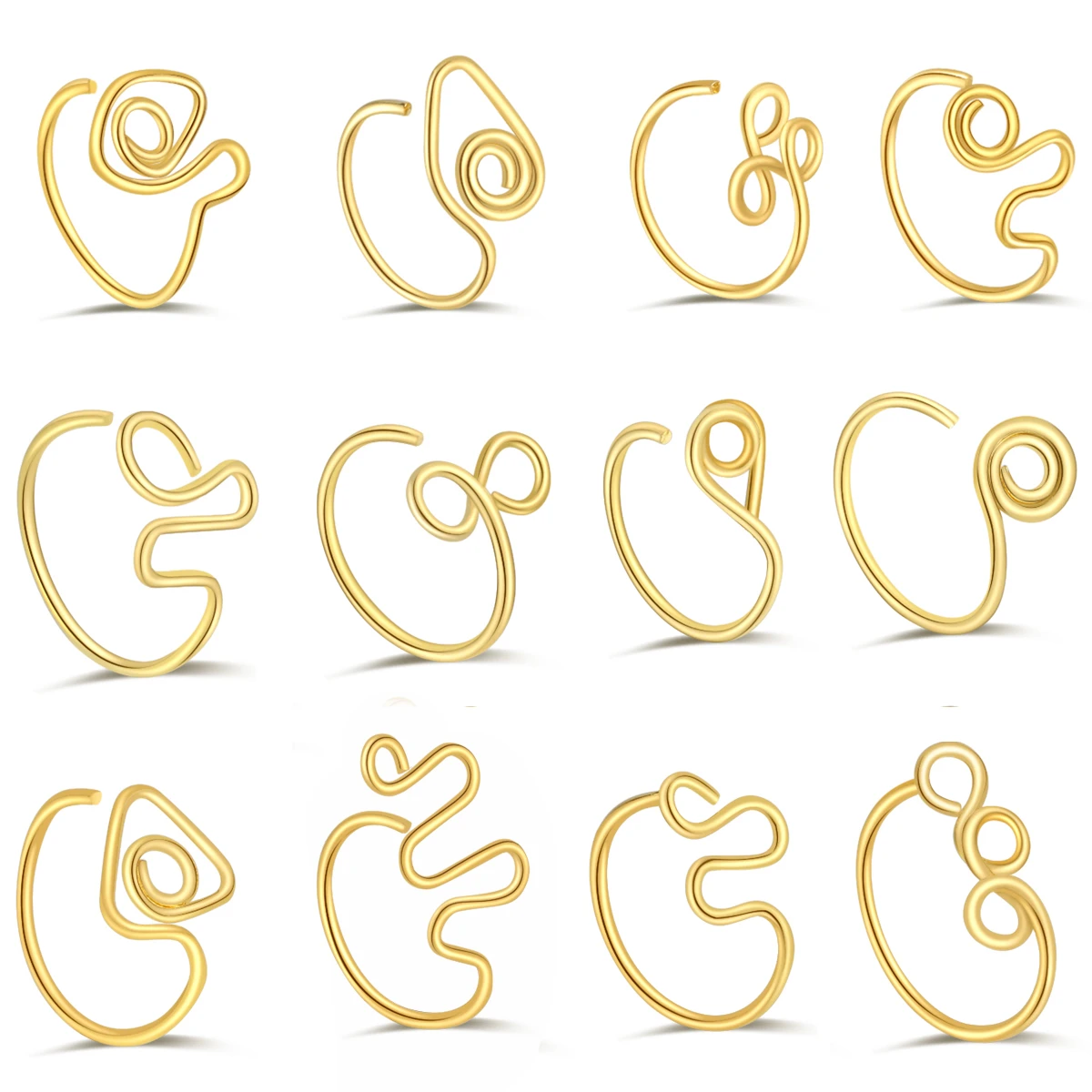 اليدوية وهمية الأنف الكفة غير ثقب وهمية الأنف خواتم للنساء كليب على الأنف الدائري فو الأنف خواتم هوب الهندي الأفريقي الأنف الدائري