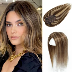 Topper avec Clips pour Femmes, Extensions de Cheveux 100% Naturels Remy, Cheveux Fins, réinitialisation en une Pièce, 25-45cm