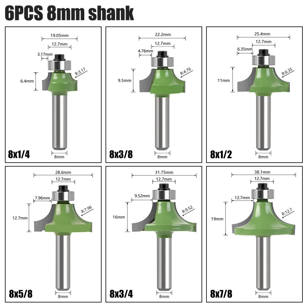 Wood Router 8mm Shank Straight End Mill Trimmer Cleaning Flush Trim Corner Round Cove Box Bits Tool Milling Cutter New