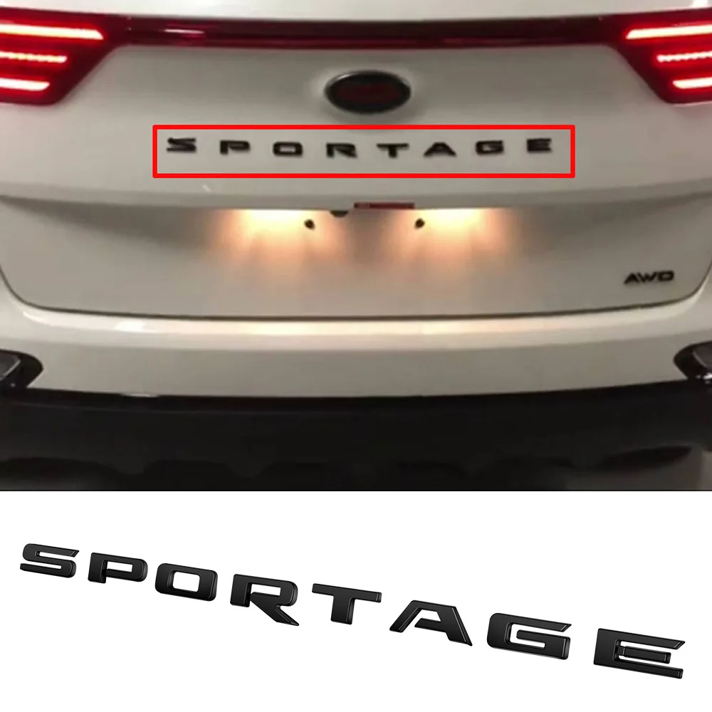 Silver/Black SPORTAGE Emblem Sticker SPORTAGE Trunk Sticker Auto Car Rear Sticker For KIA SPORTAGE KX3 K5 K3 GT KIA Accessories