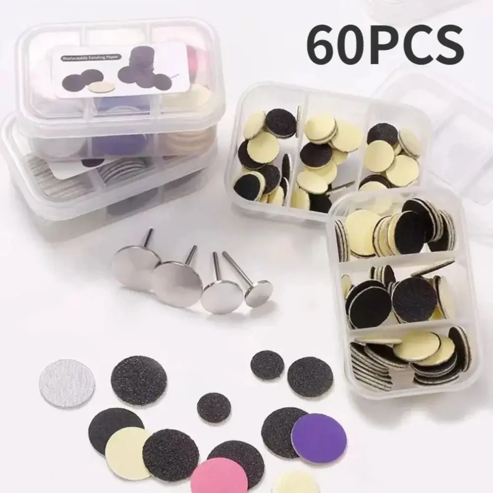 60Pcs/Box Calluses Removal Nail Sanding Paper Dead Skin Cleaner Tool Nail Bit Polishing Pedicure Disc Universal Foot Files