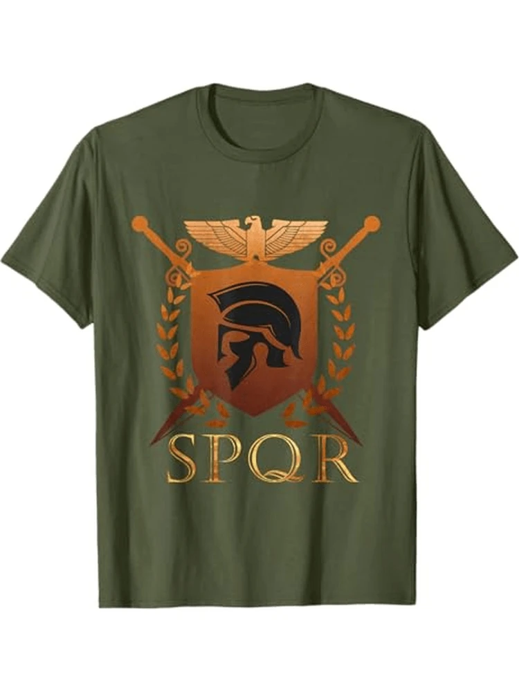 

SPQR Roman Empire Lover Ancient Rome History-100% cotton short-sleeve T shirt Round Neck casual printed men's T-shirt.
