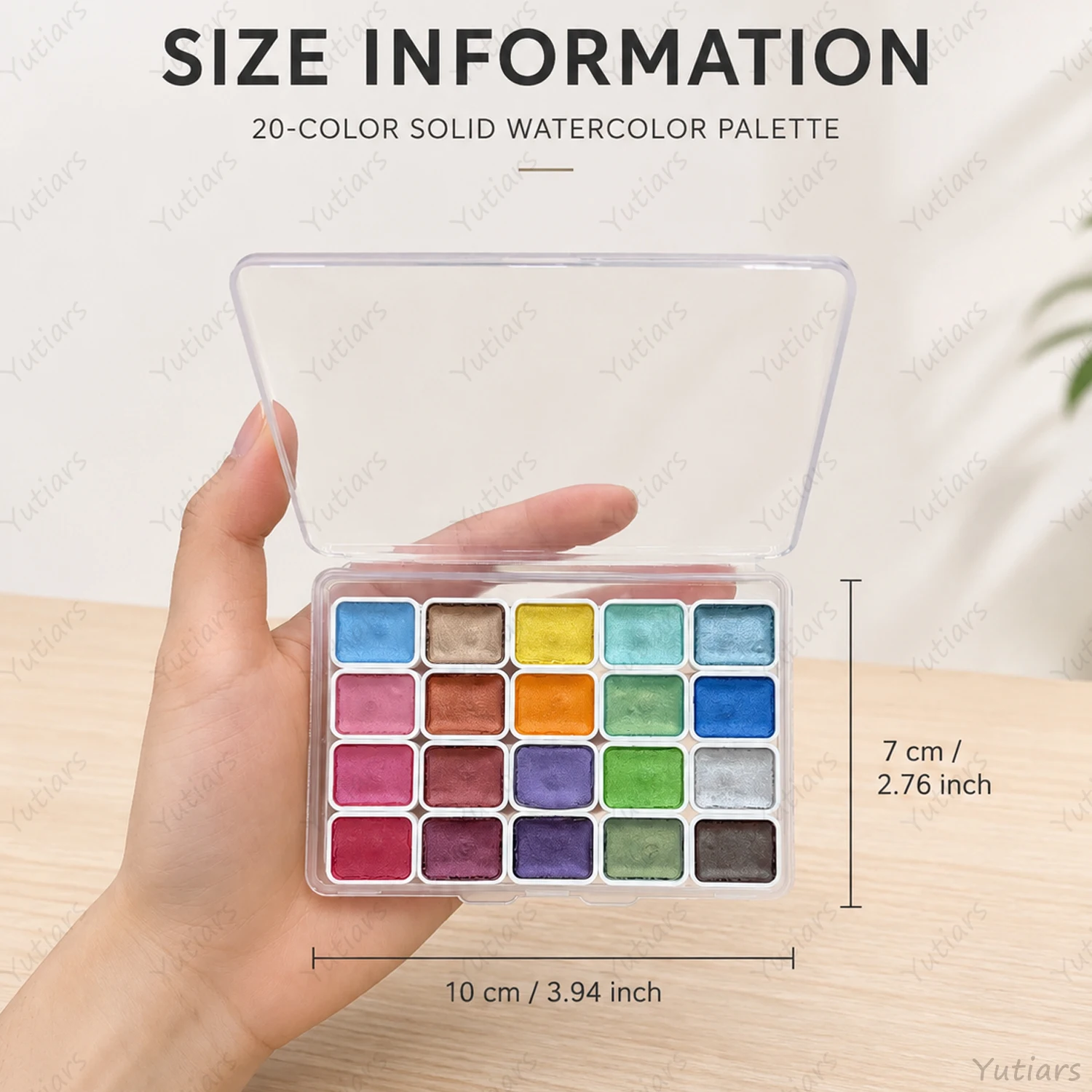20 Colors Watercolor Painting Set, Metallic Watercolor Paint Set, Glitter Watercolour Solid Paint Box