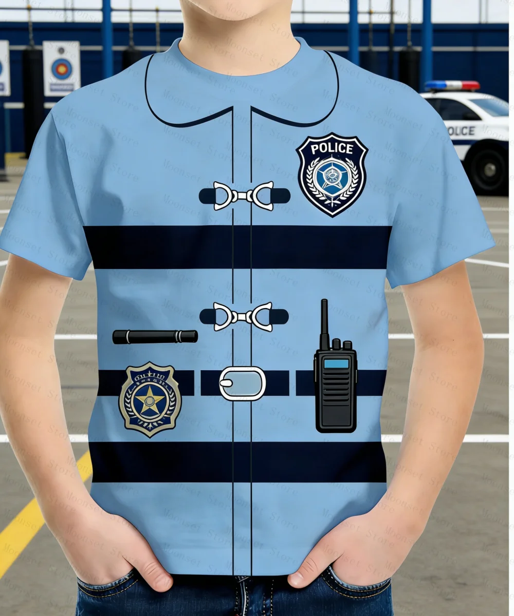 Camiseta de Cosplay de Profesiones para Niños 2026, Disfraz de Bombero, Policía, Doctor, Astronauta, Camiseta de Manga Corta para Hombre y Mujer
