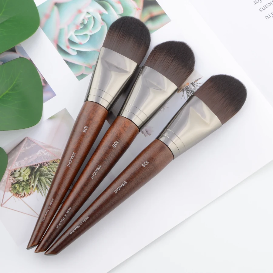 1 piece #108 Foundation Makeup brush Flat Liquid BB cream Natural wood straight Professional Face Mask Make up brushes Synthetic