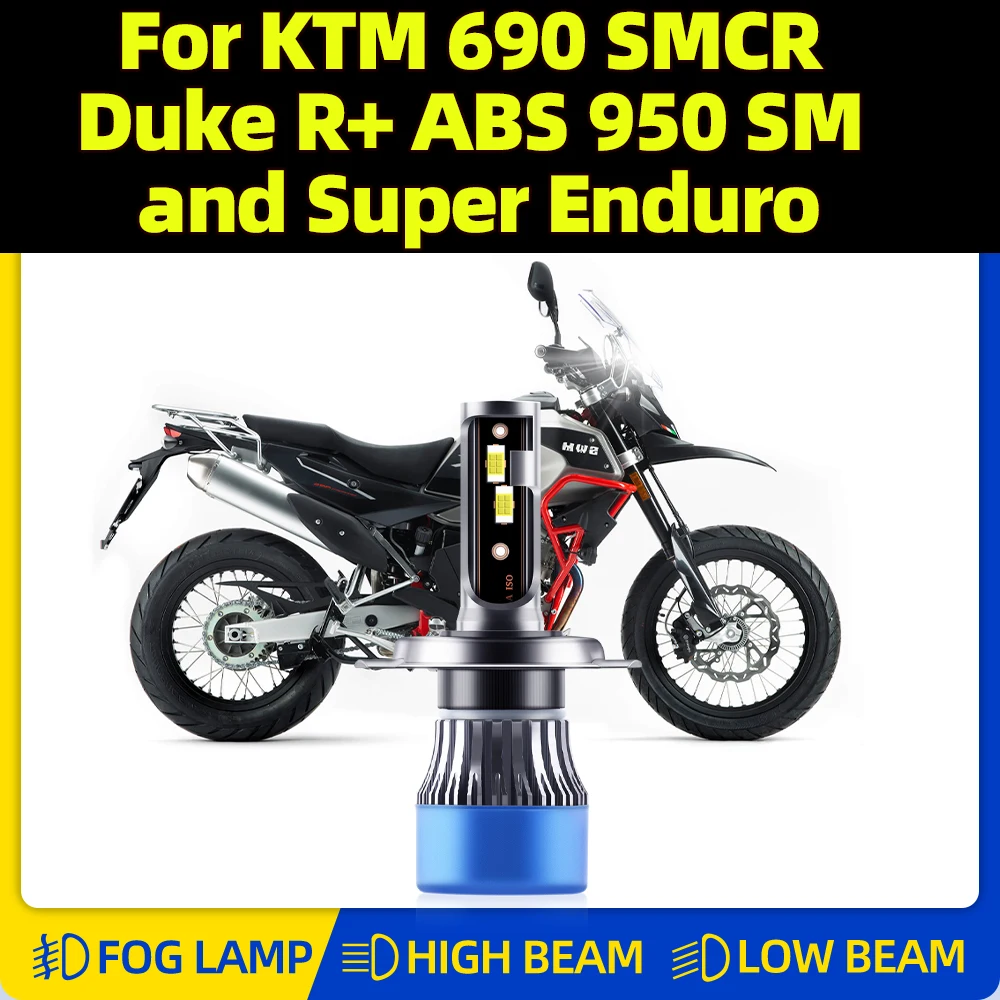 H4 Motorcycle LED Headlight Bulb High Low Beam 12V 10000Lm Moto Lamp For KTM 690 SMCR Duke R+ ABS 950 SM and Super Enduro