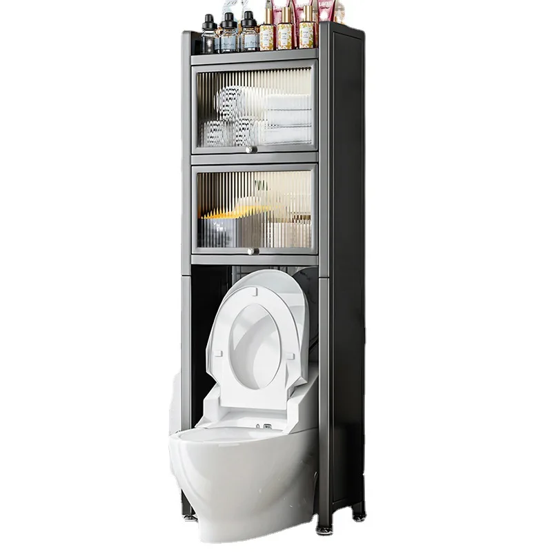 

Multi-layer floor-to-ceiling high-end storage cabinet above the toilet toilet rack, toilet flush smart bathroom shelf