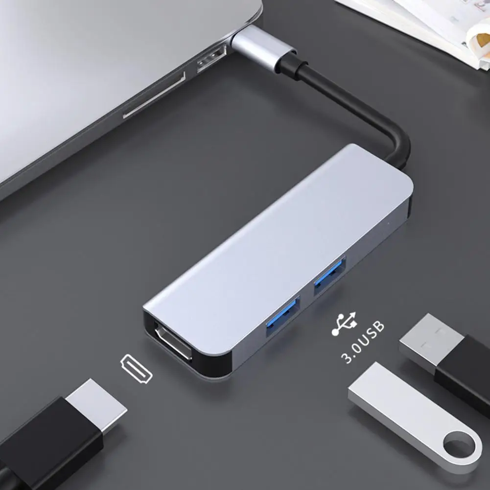 

Data Hub Reliable Multifunctional Multiport 3 Port Type-C to HDMI-compatible USB3.0 Adapter for Notebook