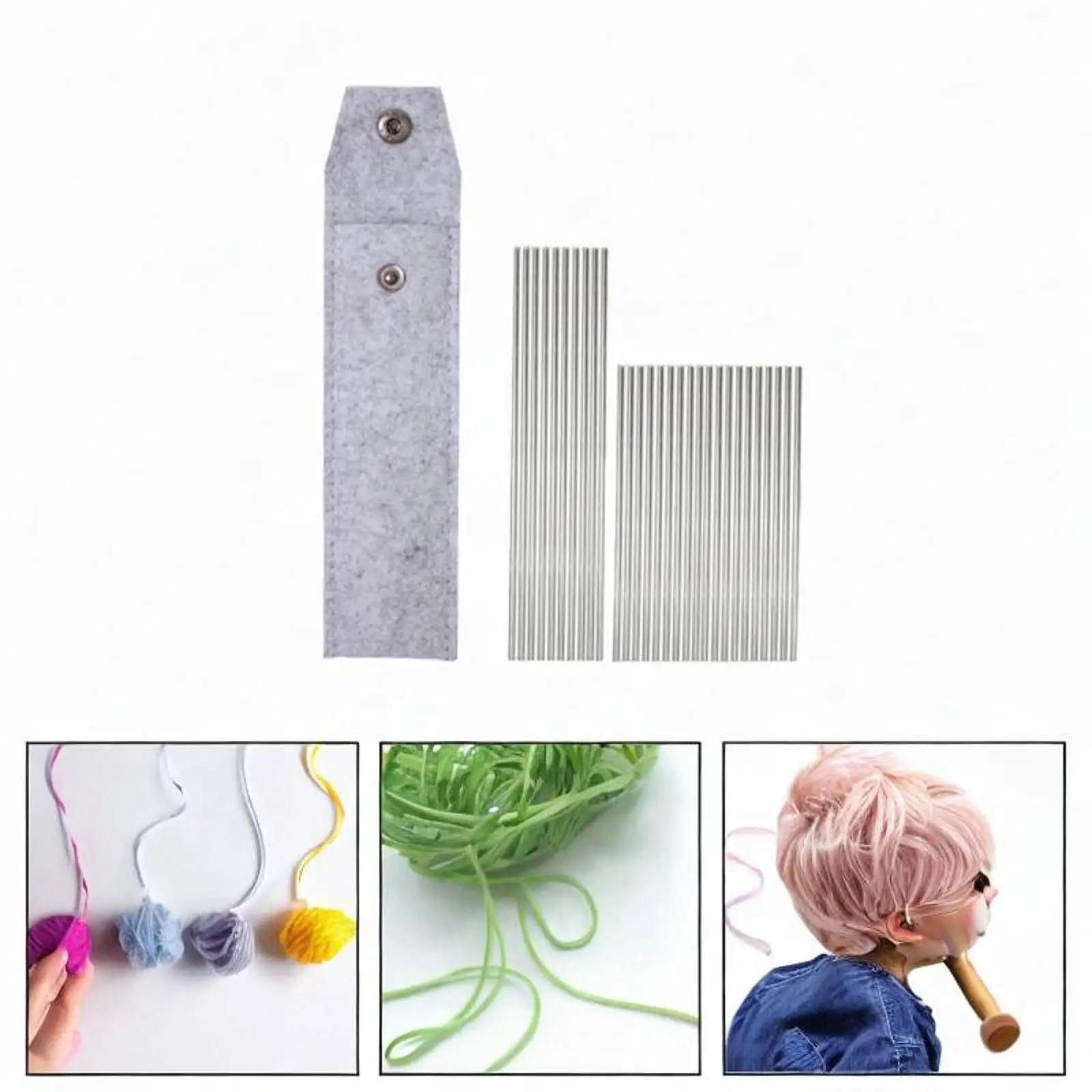 دبابيس من الفولاذ المقاوم للصدأ لمستلزمات الحياكة والحياكة وقضبان الكروشيه المربعة مع حقيبة تخزين